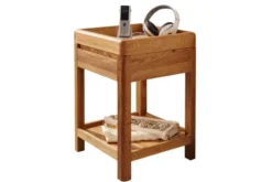 Tavolino piano incassato in legno naturale di rovere oliato