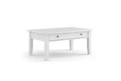 Tavolino rettangolare shabby chic pino massello bianco