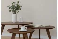 Tavolino rotondo rovere massello tabacco 90 cm ORBETELLO