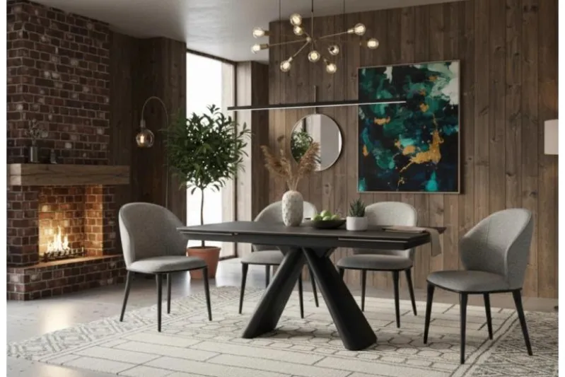 Tavolo allungabile 10 posti 160/240 cm effetto marmo grigio OBSIDIAN