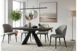 Tavolo allungabile 10 posti 160/240 cm effetto marmo grigio OBSIDIAN