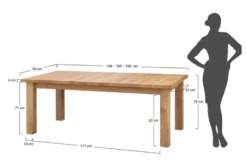 Tavolo da pranzo allungabile in rovere massello da 140 a 230 cm LANCIANO