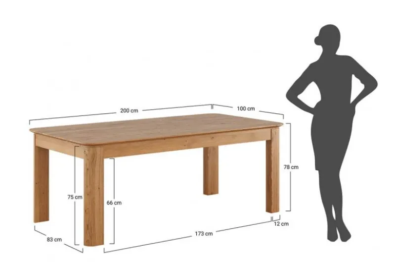 Tavolo da pranzo 8 posti legno massello naturale 100x200