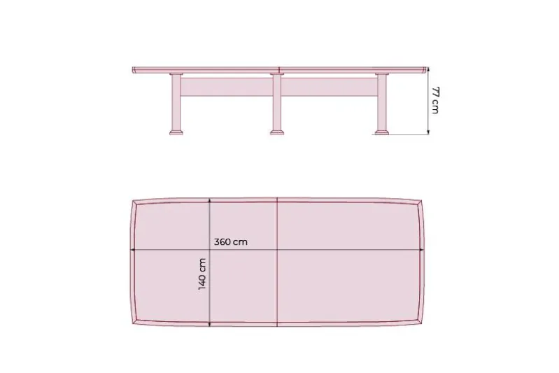 Tavolo da riunione in legno per ufficio PRESTIGE S610 3,6 Metri