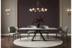 Tavolo moderno allungabile 160/240 cm stile marmo bianco OBSIDIAN