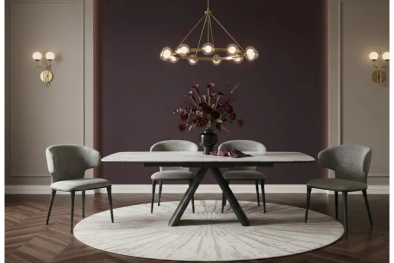 Tavolo moderno allungabile 160/240 cm stile marmo bianco OBSIDIAN