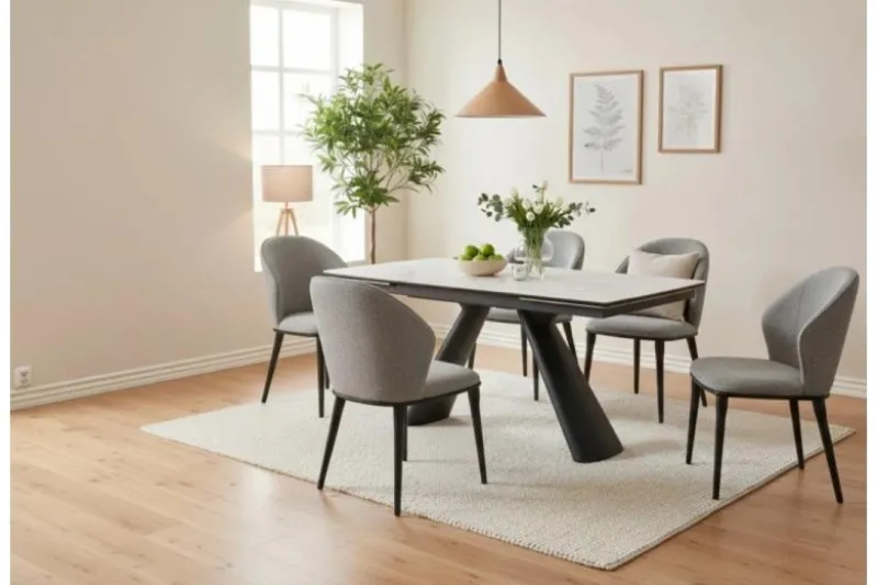 Tavolo moderno allungabile 160/240 cm stile marmo bianco OBSIDIAN