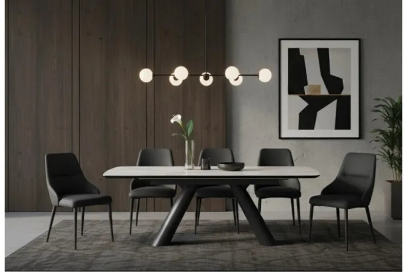 Tavolo moderno allungabile 160/240 cm stile marmo bianco OBSIDIAN