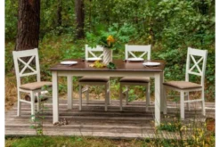 Tavolo rettangolare allungabile massello di pino bianco e color noce shabby chic