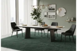 Tavolo rettangolare allungabile 12 posti 200/280 cm effetto marmo bianco NEXUS