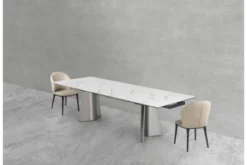 Tavolo rettangolare allungabile 12 posti 200/280 cm effetto marmo bianco NEXUS