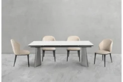 Tavolo rettangolare allungabile 12 posti 200/280 cm effetto marmo bianco NEXUS