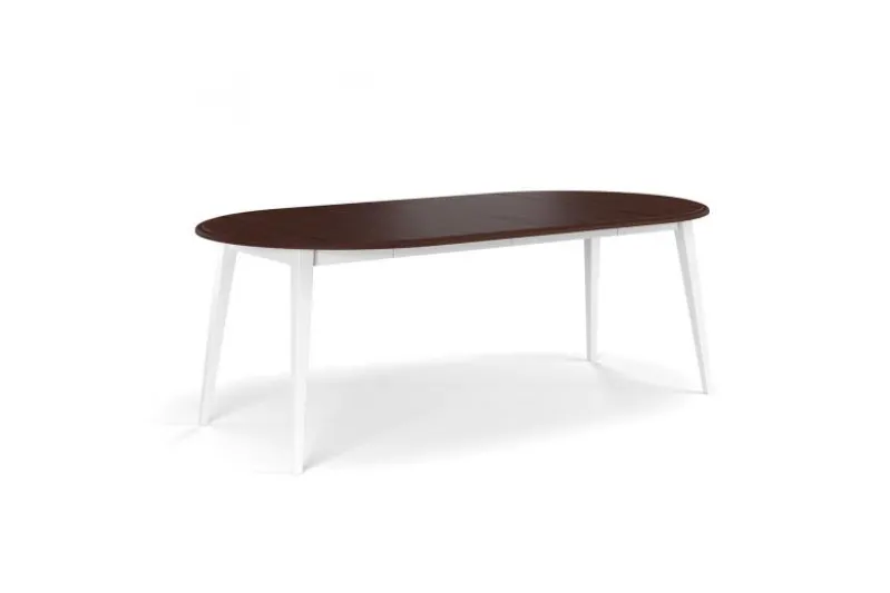 Tavolo rotondo allungabile pino massello bianco noce 110-210 cm