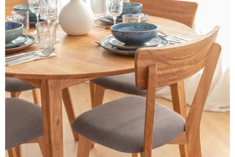 Tavolo rotondo in legno di rovere massello naturale 90 cm ORBETELLO