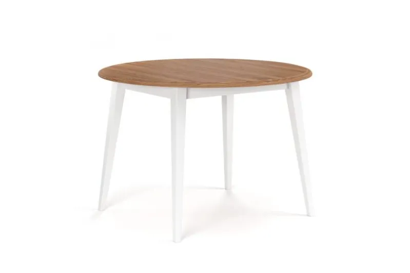 Tavolo rotondo pino massello bicolore bianco rovere shabby chic