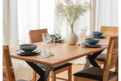 Tavolo rovere massello design moderno gambe a cavalletto in metallo 90x180 CASERTA