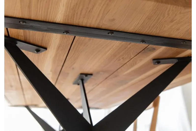 Tavolo rovere massello e gambe a x metallo nero 140x90 SISTINA