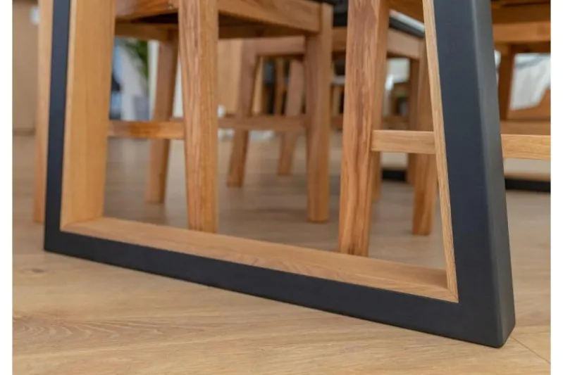 Tavolo rovere massello naturale gambe in metallo nero 100x200 GAVARDO