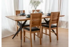 Tavolo rovere massello naturale gambe nere a X in metallo 100X200 CASERTA