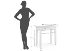 Toletta da trucco shabby chic pino massello bicolore bianco rovere