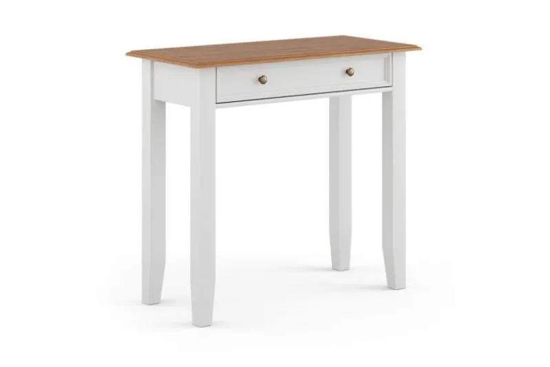 Toletta da trucco shabby chic pino massello bicolore bianco rovere