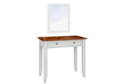 Toletta da trucco shabby chic pino massello bicolore bianco rovere