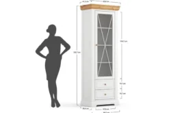Vetrina a 1 anta pino massello grigia e rovere shabby