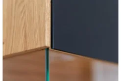 Vetrina 2 ante con vetro nero e frammento di tronco rovere massello