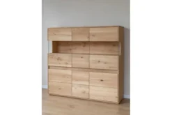 Vetrina 3 ante in legno naturale rovere massello moderna