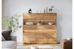 Vetrina 3 ante in legno naturale rovere massello moderna