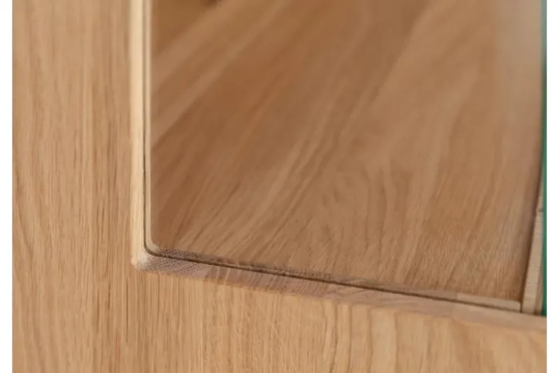 Vetrina 2 ante moderna con elemento di tronco rovere massello