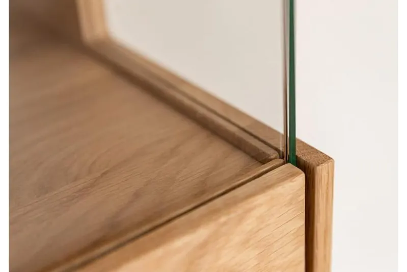 Vetrina bassa 2 ante design moderno in rovere massello grezzo