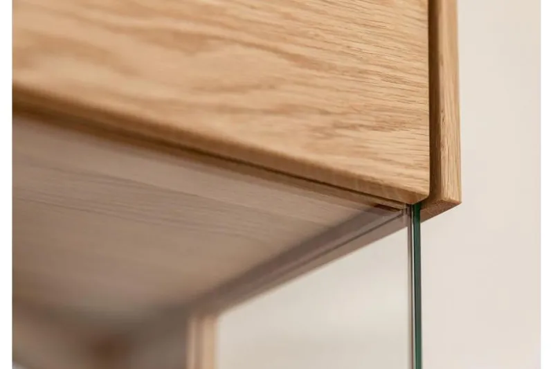 Vetrina bassa 2 ante design moderno in rovere massello grezzo