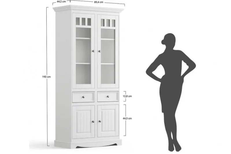 Vetrina due ante pino massello grafite e naturale shabby chic