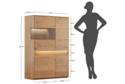 Vetrina moderna 2 ante apertura sinistra in legno massello oliato