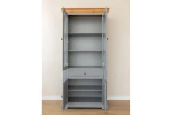Vetrina pino massello grigio e rovere due ante shabby country