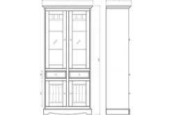 Vetrina shabby chic 2 ante pino massello bianco cornice noce