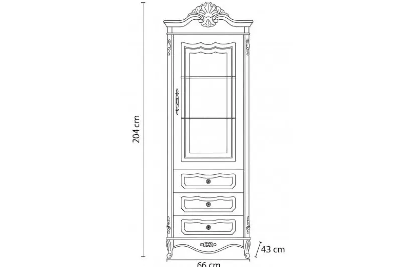 Vetrina tre cassetti classica avorio destra Bella 916