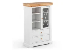 Vetrinetta bassa legno massello di pino bianca shabby country